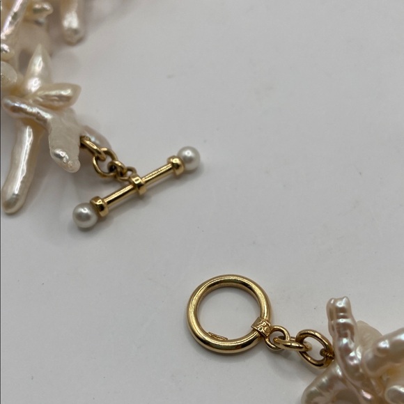 Rare Honora 14K Gold Baroque Cross Shaped Natural Pearl Necklace 20 1/2”L - Picture 10 of 11